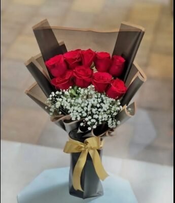 Premium Red Rose Bouquet with Baby’s Breath