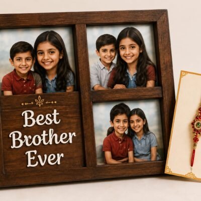 Personalized Best Brother Ever Photo Frame with Designer Rakhi