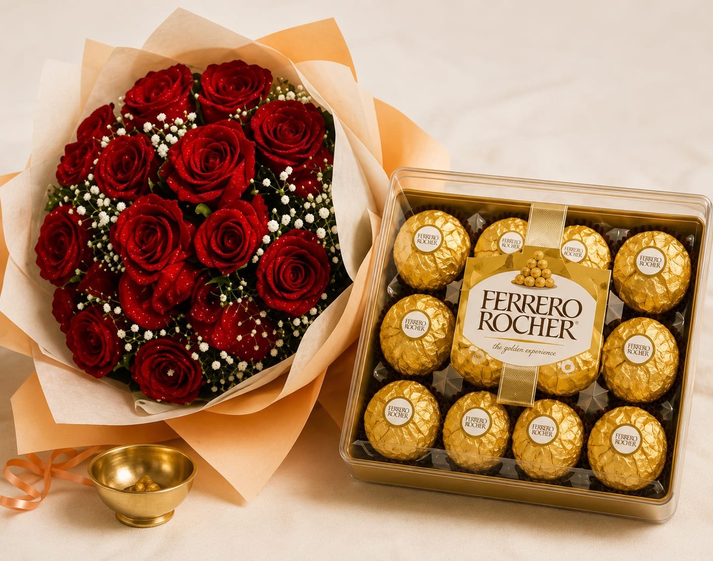 🌹🍫 Premium Red Rose & Ferrero Rocher Gift Combo