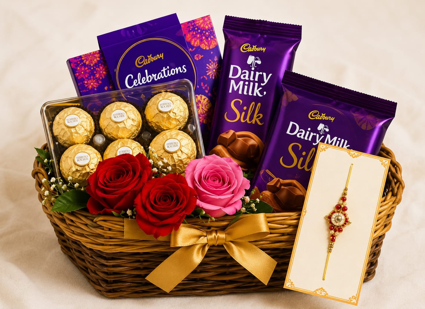 ๐ซ๐น Cadbury Dairy Milk & Ferrero Rocher Rakhi Gift Basket