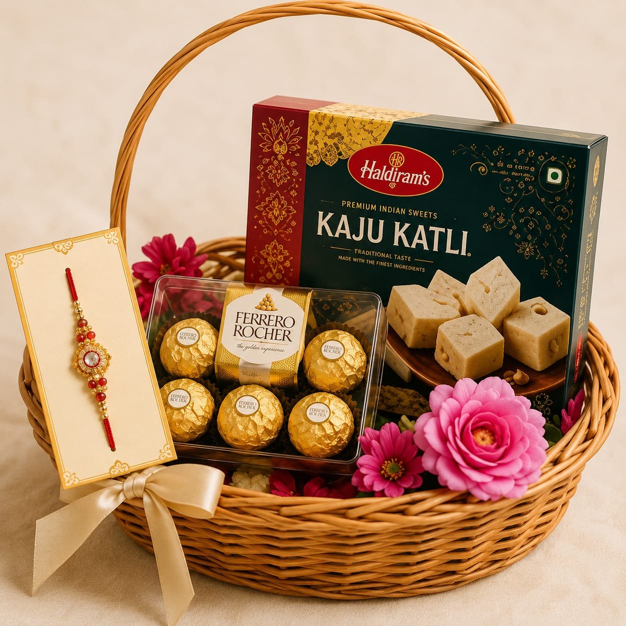 🎁 Haldiram’s Kaju Katli & Ferrero Rocher Rakhi Gift Basket