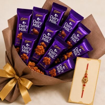 🍫🪢 Cadbury Dairy Milk Chocolate Rakhi Bouquet