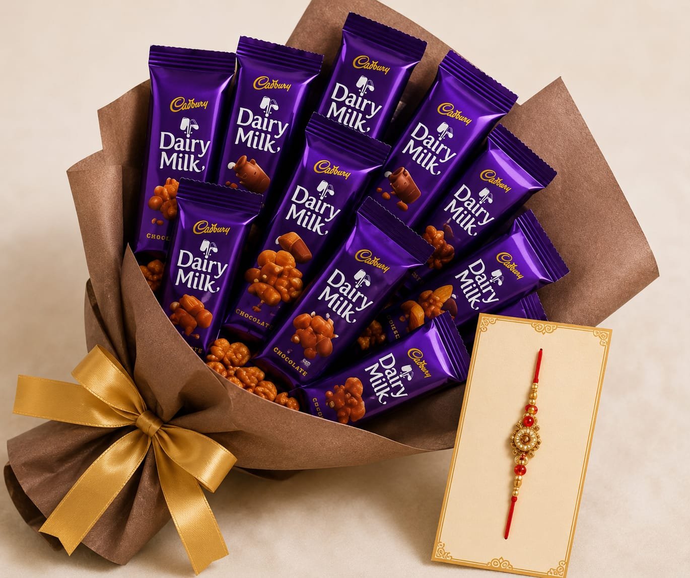 🍫🪢 Cadbury Dairy Milk Chocolate Rakhi Bouquet