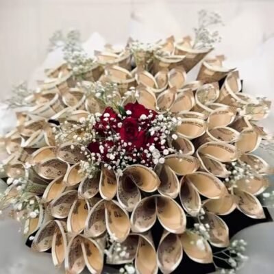 Premium Money Bouquet with Red Roses & Baby’s Breath