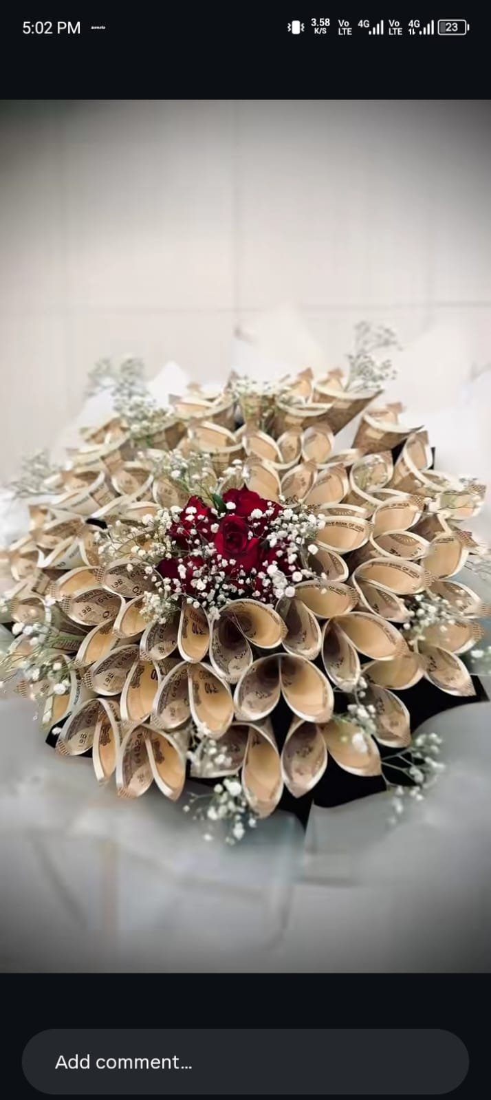 Premium Money Bouquet with Red Roses & Baby’s Breath