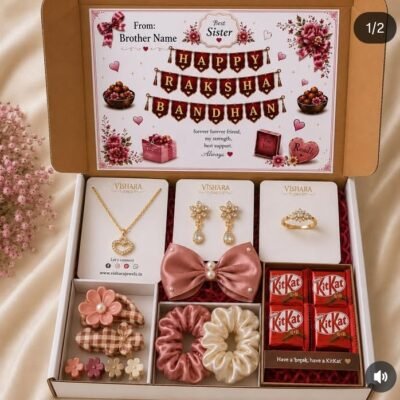 Raksha Bandhan Jewellery & KitKat Gift Box for Sister