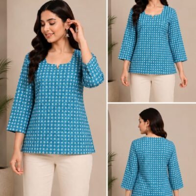 Blue Printed Women’s Top