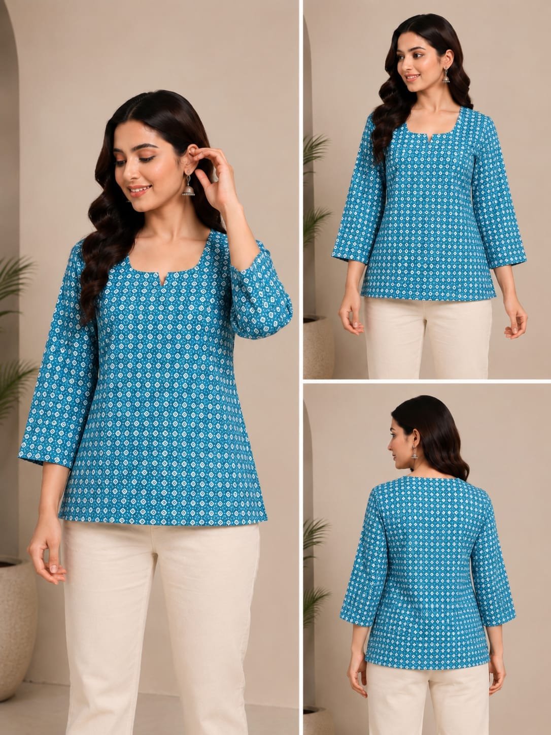 Blue Printed Women’s Top