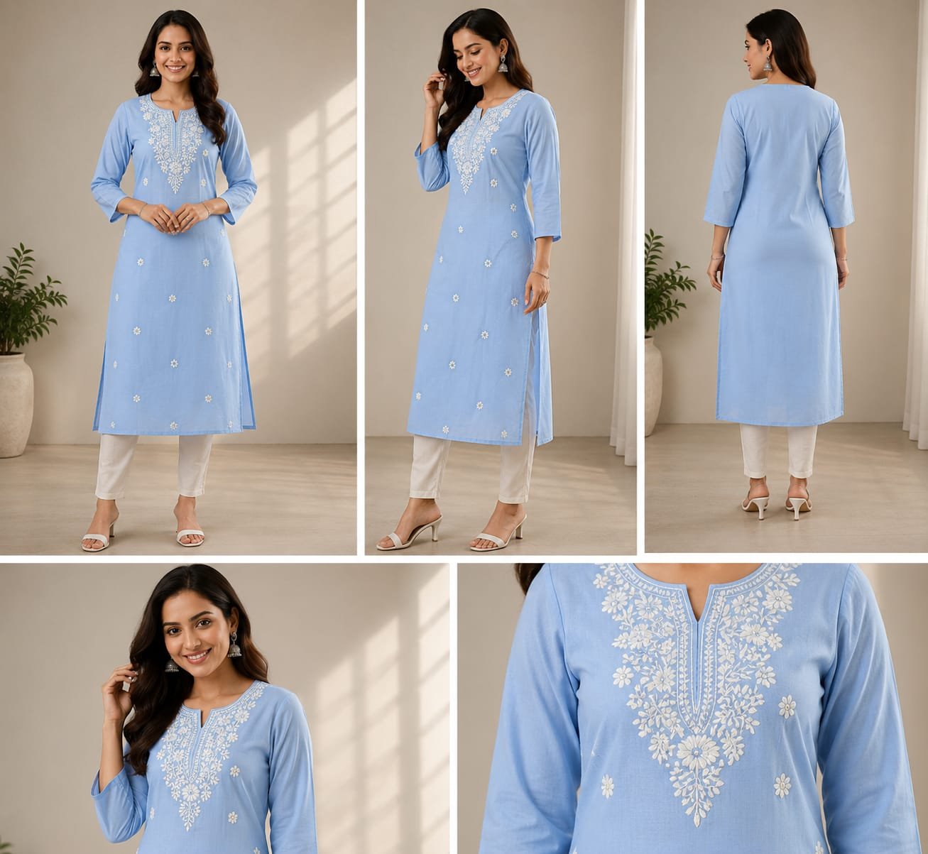 Light Blue Embroidered Women’s Kurta