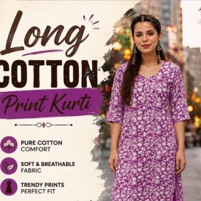 Purple Printed Cotton Kurti for Women | Feeling Celebration