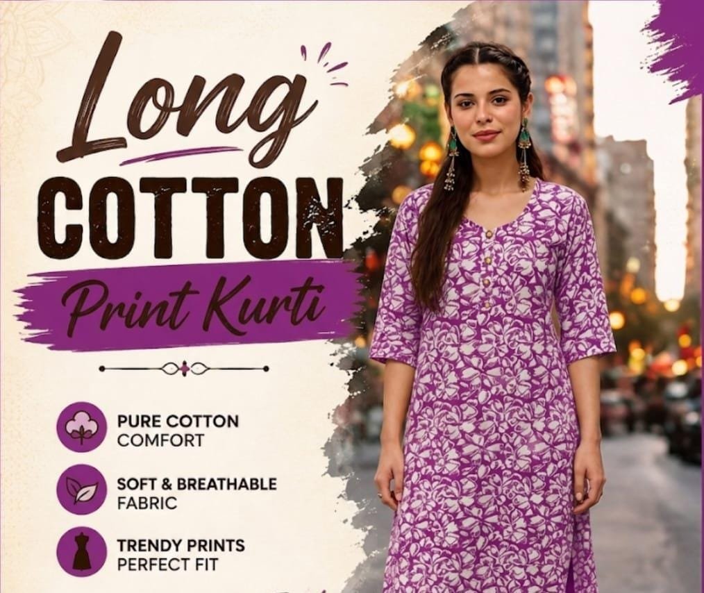 Purple Printed Cotton Kurti for Women | Feeling Celebration