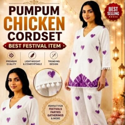 Women’s White & Purple Heart Print Co-Ord Set | Feeling Celebration