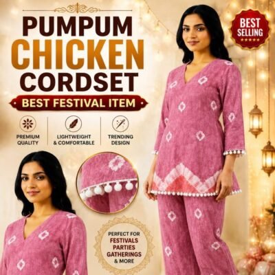 Women’s Pink Printed Cotton Co-Ord Set | Feeling Celebration