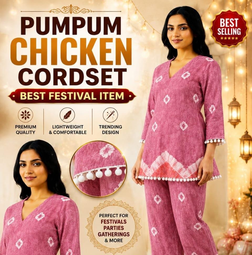 Women’s Pink Printed Cotton Co-Ord Set | Feeling Celebration