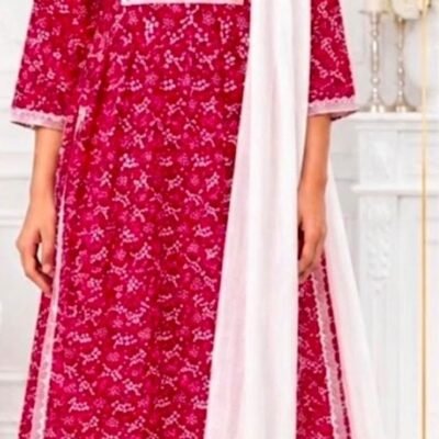 Women’s Pink Printed Kurta Pant Dupatta Set | Feeling Celebration