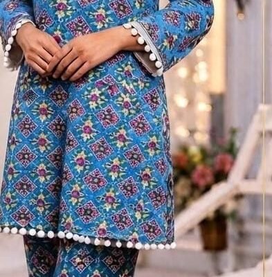 Women’s Blue Printed Kurta Pant Set | Feeling Celebration