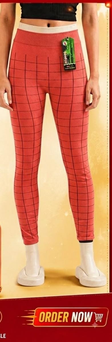 Red Checkered Stretchable Leggings for Women | Feeling Celebration
