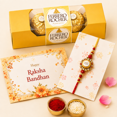 Golden Raksha Bandhan Ferrero Rocher Gift Hamper