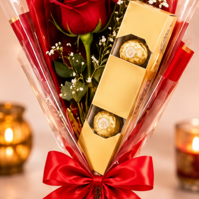 Royal Red Rose & Chocolate Gift Bouquet