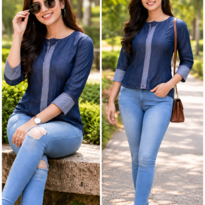 Blue Denim Style Top