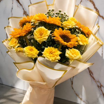 Yellow Rose & Sunflower Bouquet