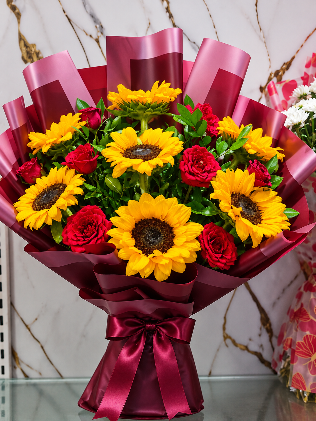 Sunflower & Red Rose Premium Bouquet