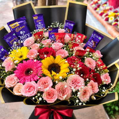 Premium Chocolate & Flower Bouquet