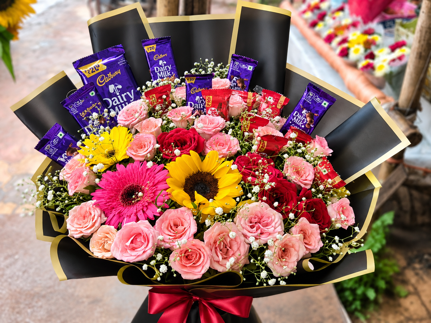 Premium Chocolate & Flower Bouquet