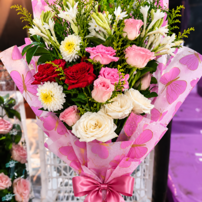 Butterfly Pink Mixed Flower Bouquet