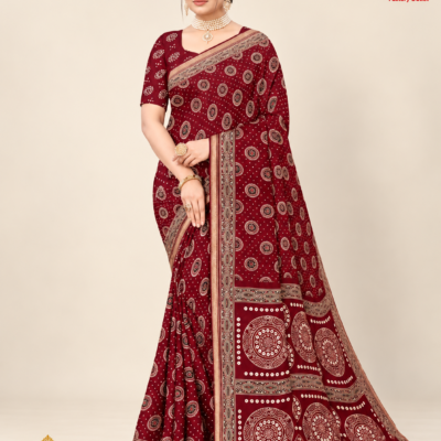 Maroon Designer Silk Saree with Traditional Motifs