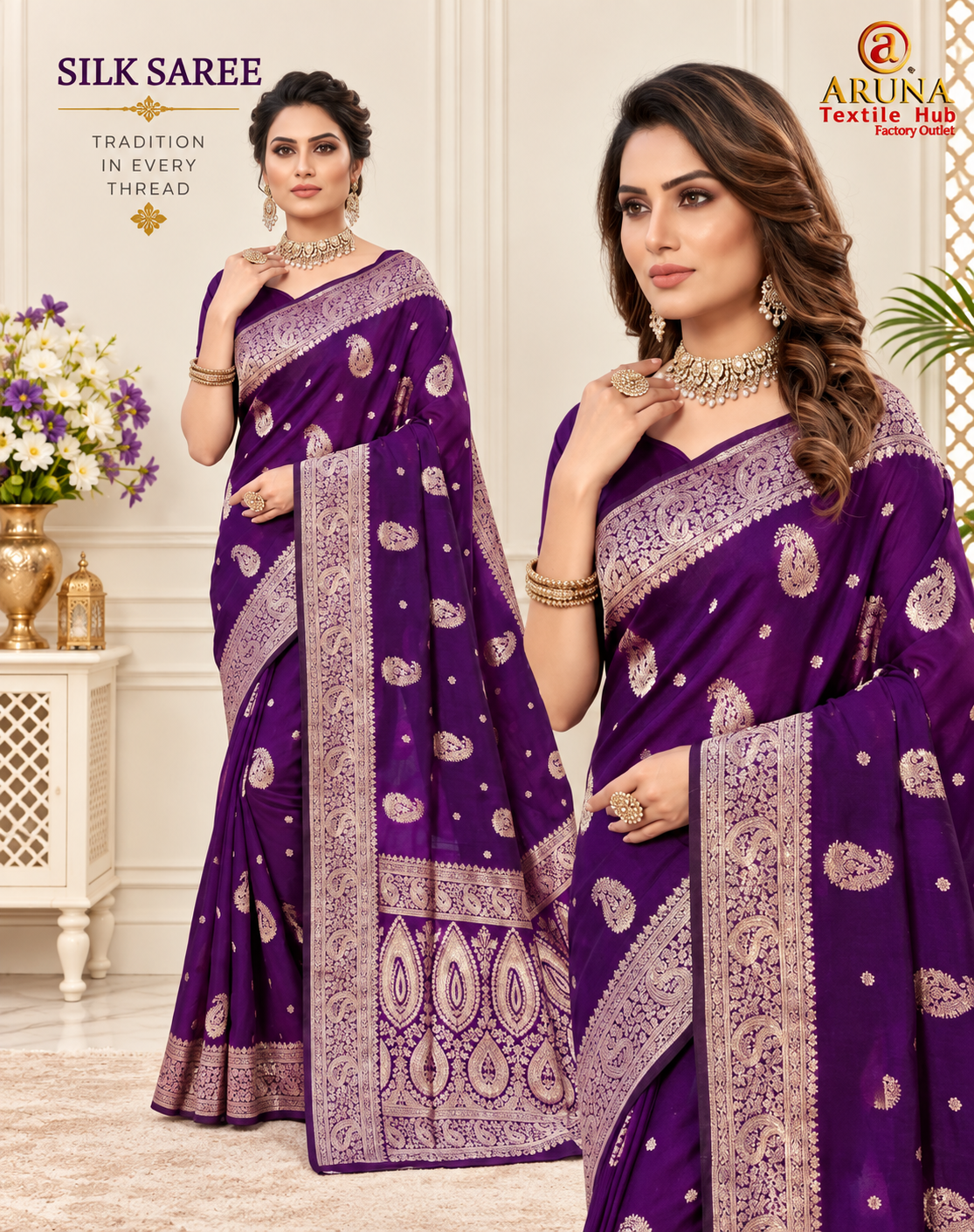 Royal Purple Zari Silk Saree