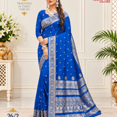 Royal Blue Silver Zari Silk Saree
