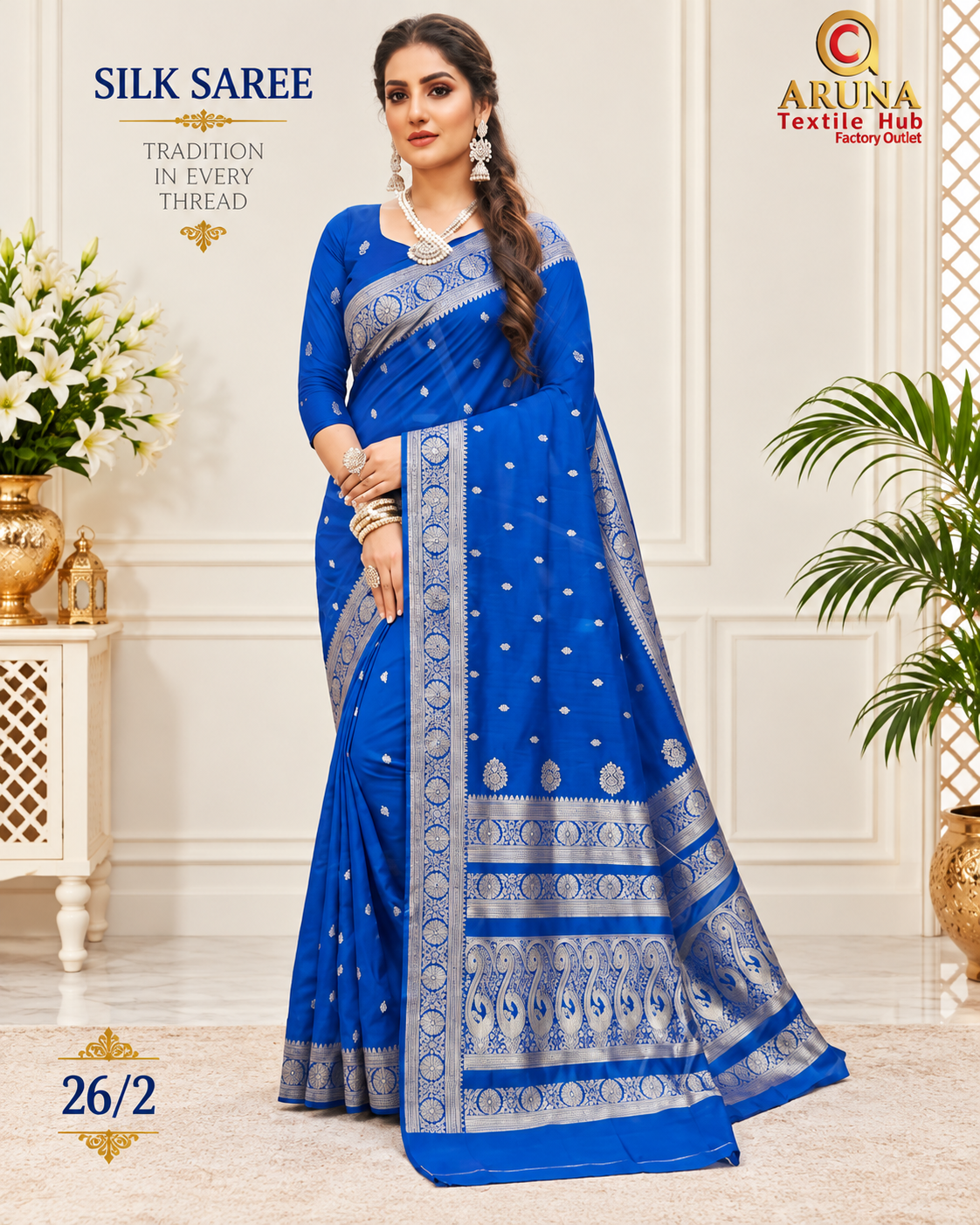 Royal Blue Silver Zari Silk Saree