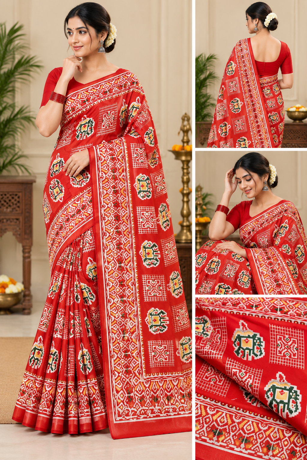 Red Traditional Motif Printed Silk Saree